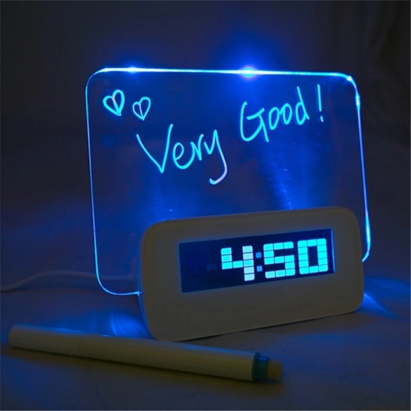 Hot! Blue LED Backlight Digital Alarm Clock Message Board Table Watch Snooze Led reloj despertador with Highlighter | Дом и сад