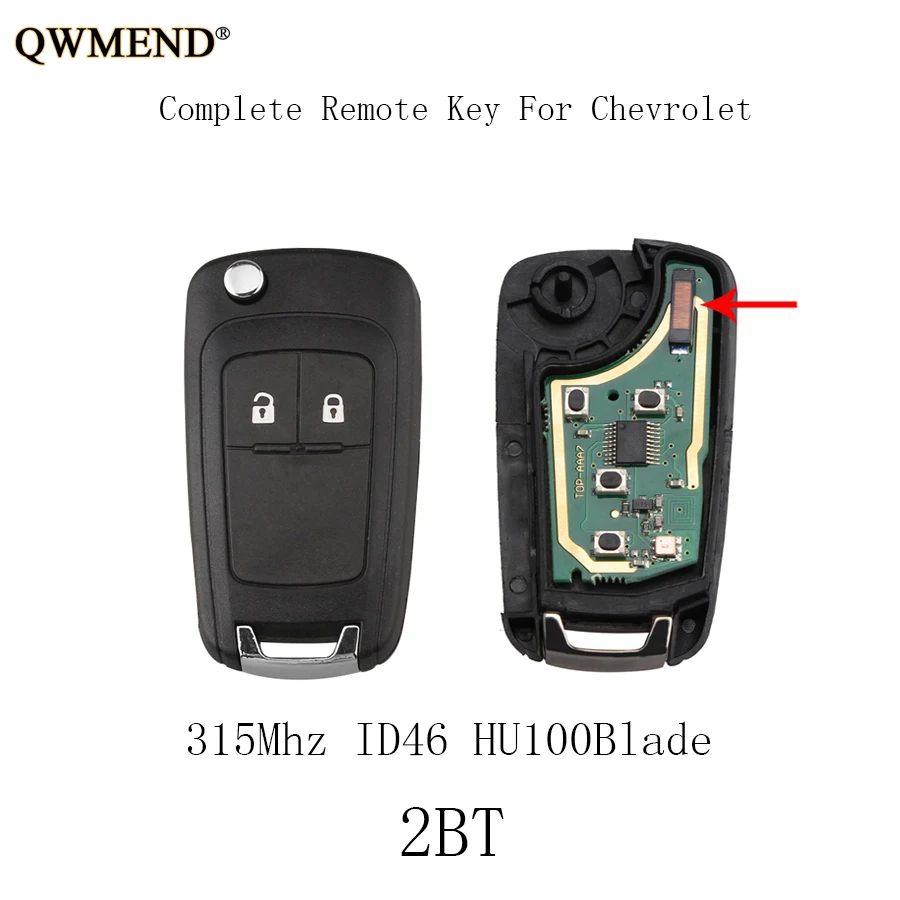 Qwmend 315 МГц Автомобильный Брелок дистанционного управления с ключом для Chevrolet Aveo Cruze Орландо 2008 2009 2010 2012 2011 2013 2 кнопки ID46 ключи