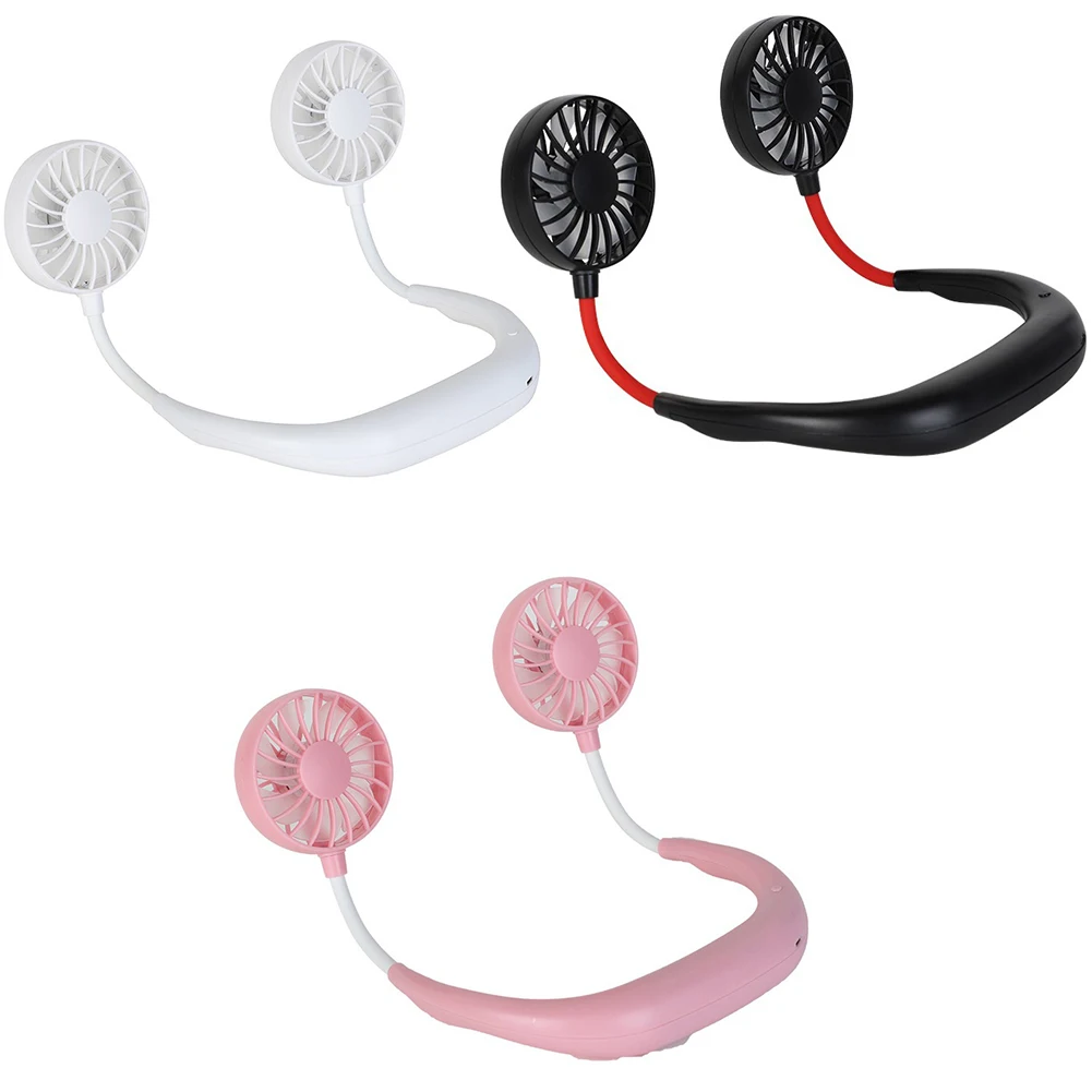 

Summer USB Portable Fan Hands-free Neck Hanging Sports Fan 3 Gears Rechargeable Dual Fan Mini Air Cooler Summer