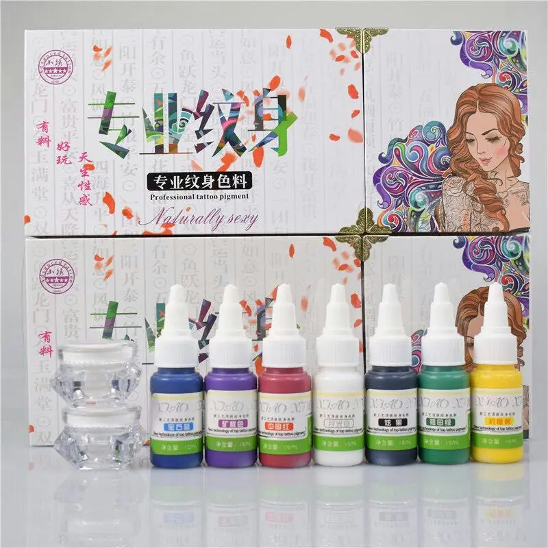 

7Pcs Natural Plant Permanent Tattoo Makeup Pigment 1/2oz Tattoo Ink Pigment For Body Professional Beauty Body Painting Supplies