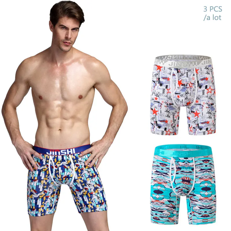 

Hot Sale Combos 2017 New men's bamboo fiber print long boxer shorts mens u convex underwear breathable underpants for men