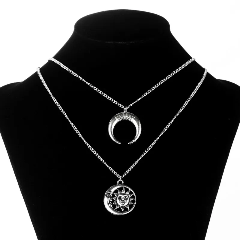 Tocona Boho Sun ожерелья с кулонами в виде Луны для женщин античные серебряные многоуровневые Чокеры ожерелье воротник ювелирные изделия 6132