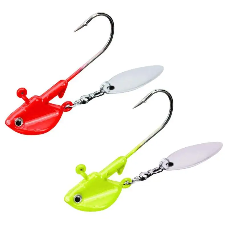 

3pcs 3D Eyes Lifelike Lead Jig Head Hooks with Spinner Spoon for Soft Worm Grub Lure Hook 6g 10g 12g 14g Bait Fishing Tackle