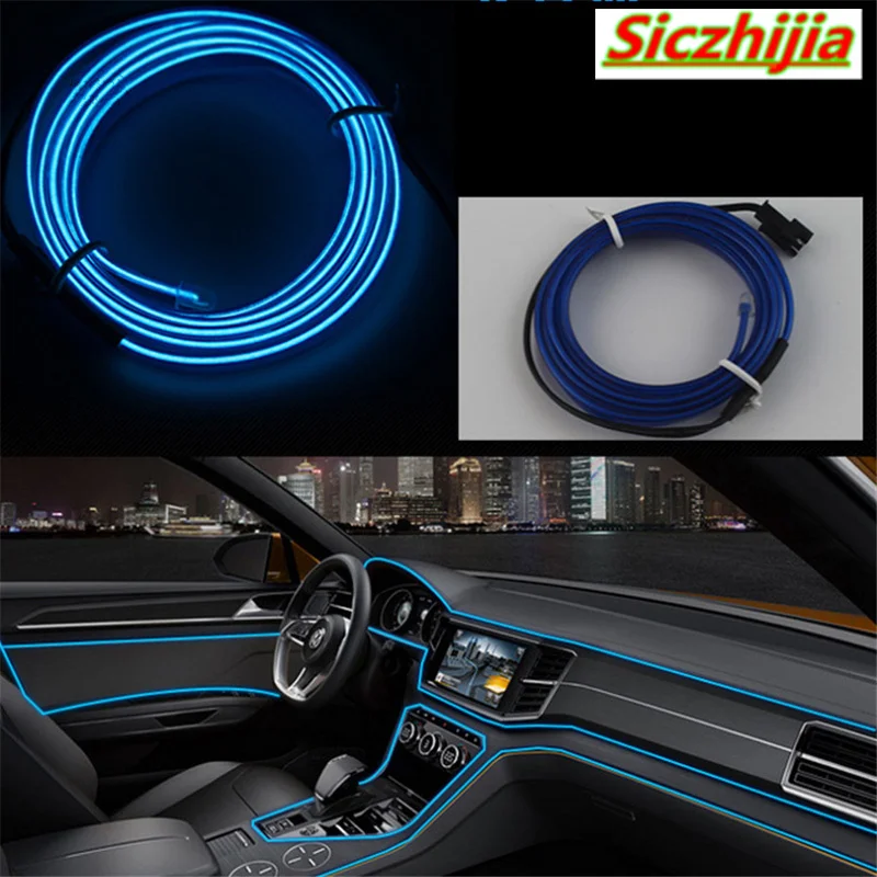 

LED neon with cold line decorative instrument panel light 12V car cigarette lighter for Skoda Octavia Fabia Rapid Superb Yeti