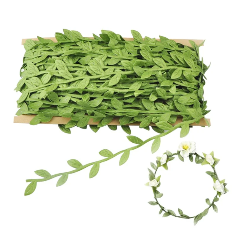 40 м имитация листьев зеленая лоза венок декоративные вечерние свадебные ткань листовые лозы листья домашний сад искусство ремесла Шитье