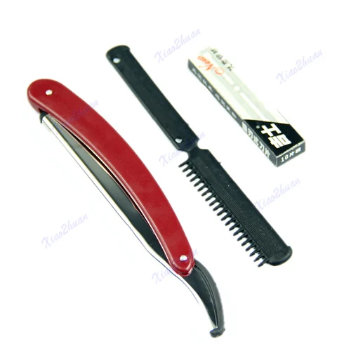 

Disposable with 10 Replacement Blades Straight Reusable Razor Plastic Handle New