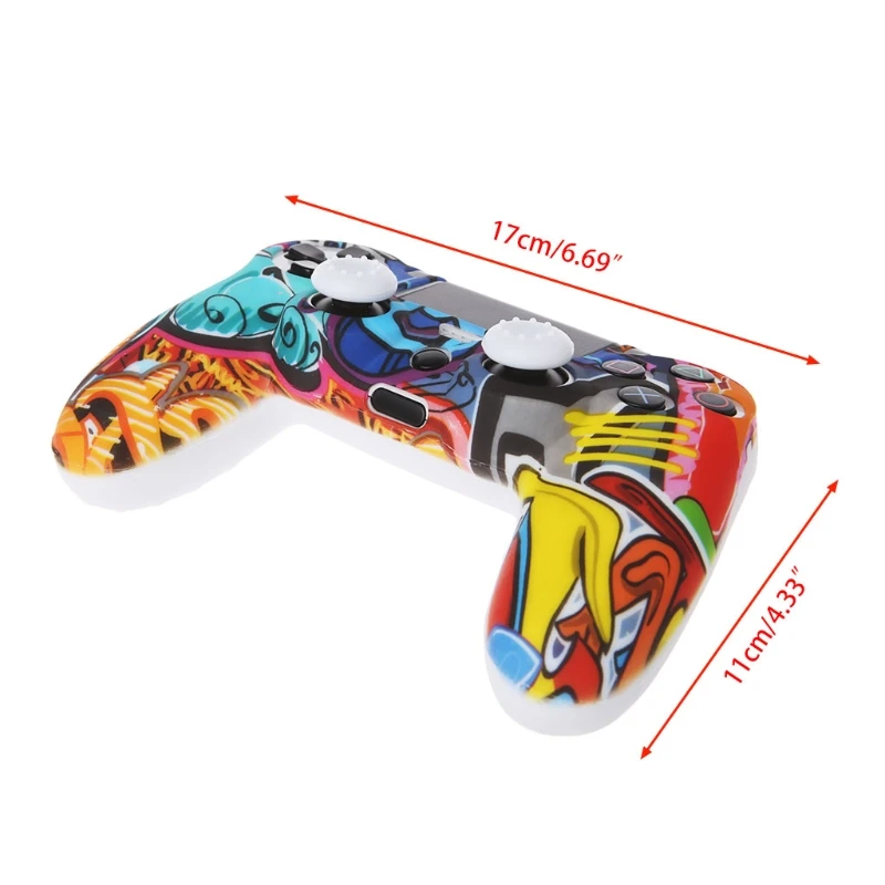 Многоцветный Стильный силиконовый защитный чехол для джойстика чехол+ 2 джойстика для контроллера PS4