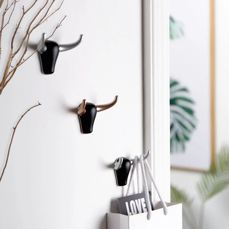 

Bull Head Key Hook Creative Wall Holder For Tie Organizer Hat/Bag/Jewelry Rack Deer Home Decor Clothes Rack For Bar