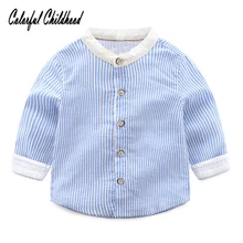 Для мальчиков хлопковые рубашки в полоску Детские рубашки Длинные рукава Топы для детей Костюмы для На возраст от 2-10 л. одежда