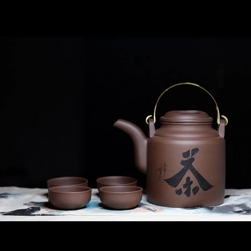 Yixing authentic, handle large pot, teaset, 1400ml kettle, household, 1