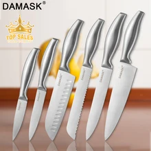Дамасский 3cr13 набор кухонных ножей из нержавеющей стали, фруктовый нож Santoku, нож для нарезки хлеба, кухонные инструменты