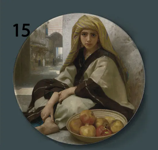 Bouguereau настенные декоративные тарелки классическое художественное блюдо отель фон дисплей мать и ребенок картина маслом тарелка - Цвет: 15