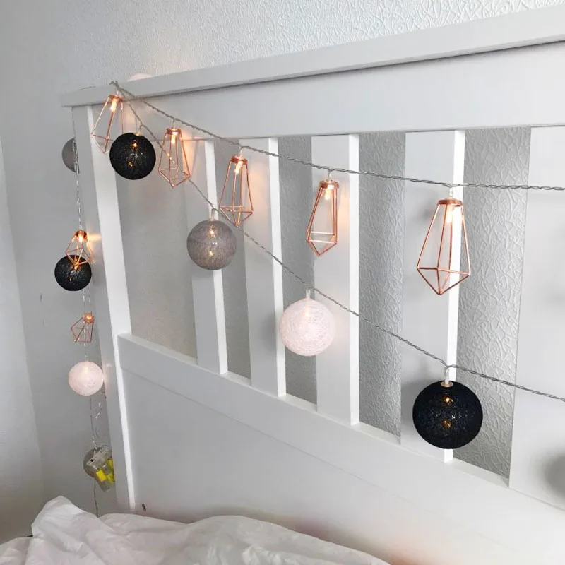 Novelty Metal Diamond Night Lights 10 LED 20 LED Fairy String Lamp BatteryEU Plug Festival Party Wedding Home Decor Lights Gift (12)