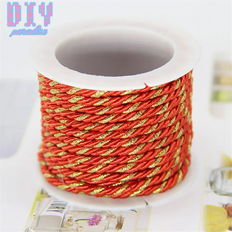 3M Multicolor gold red Twine Cord Rope Trim Wrap Gift Packing tag String Wedding Party Decoration