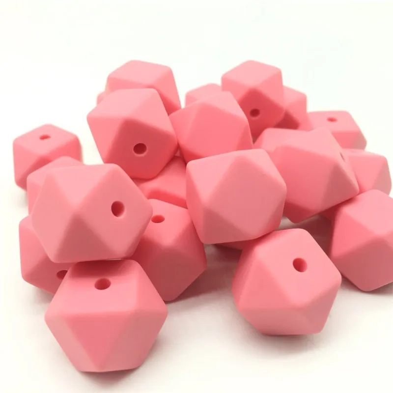 

10 PCS Dusty Pink Silicone Hexagon Beads 14-17 MM BPA Free FDA Silicone Material Geometric Bead For DIY Baby Nursing Necklaces