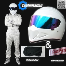 TopGear шлем Стига/мотоциклетный шлем для гонок/белый цвет с цветным козырьком шлем+ наклейка "Simpson"
