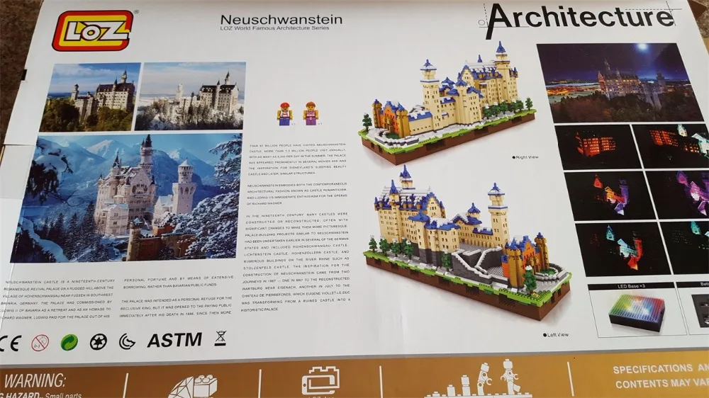 6800 шт. LOZ алмазные блоки Neuschwanstein DIY строительные игрушки Лебедь Каменный Замок мир
