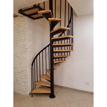 

UK USA residential prefabricated steel stairs with wood treads