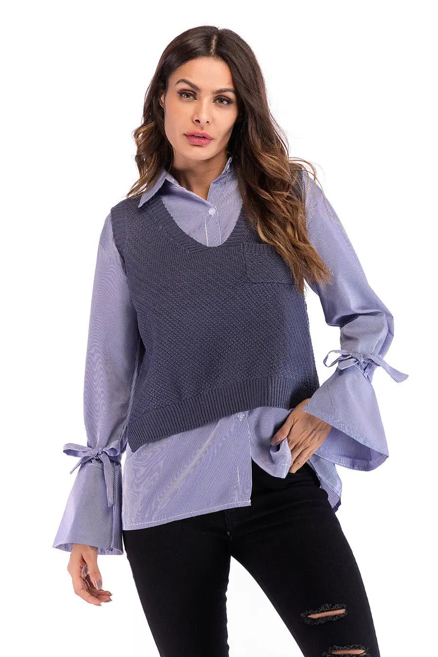 Gladiolus 2018 Fashion Knitwear Autumn Winter Sweater Women Sleeveless V-Neck Loose Knitted Waistcoat Women Vest Short Sweaters (24)