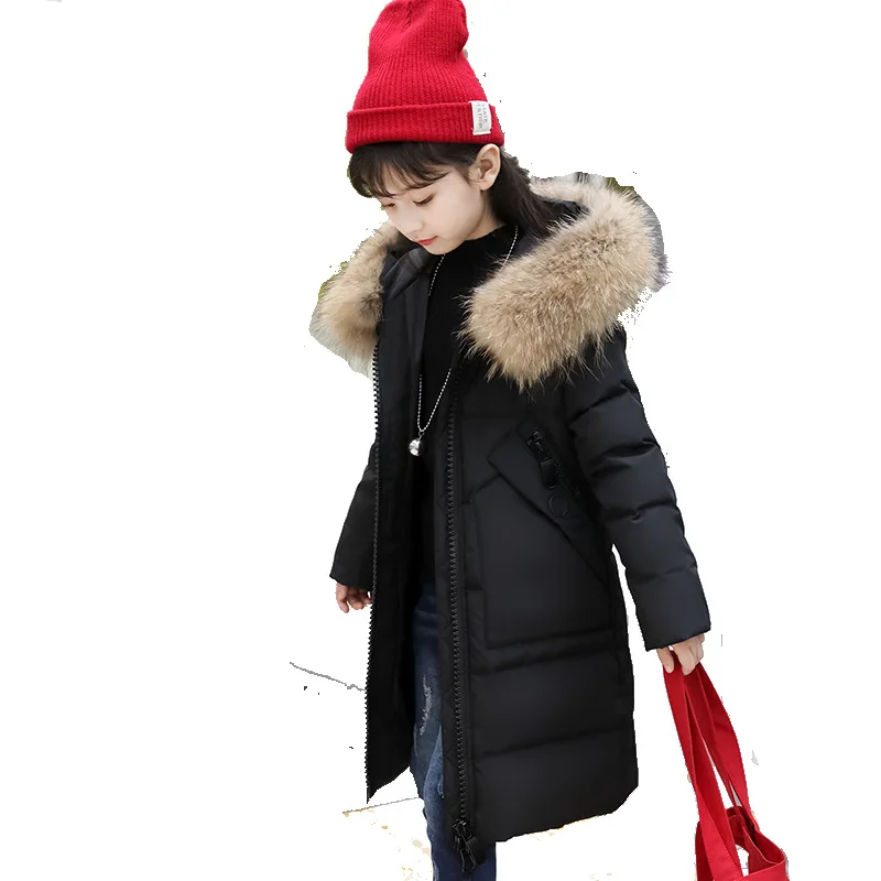 

Girls Kids Winter Jacket 2018 Fashion High Quality Children Winter Jacket Duck Down Jacket Kids Girls Winter Coat Fur Black 8 14