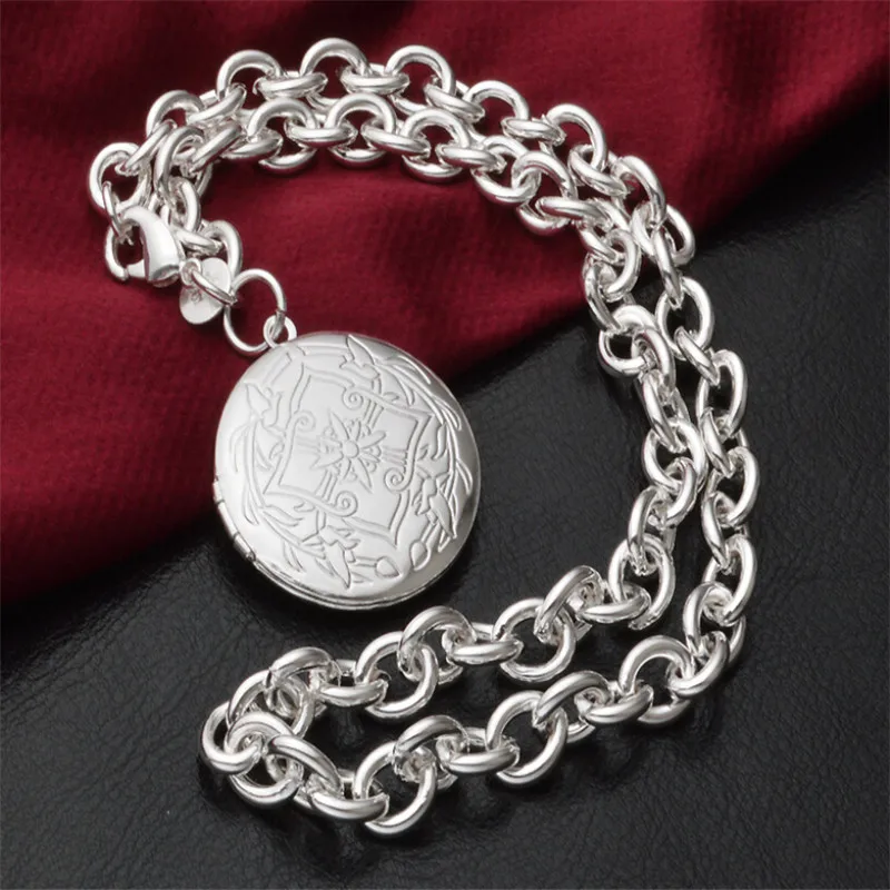 

925 Sterling Jewelry Collier 925 Silver Long Necklace Women Fashion Link Chain Necklaces & Pendants