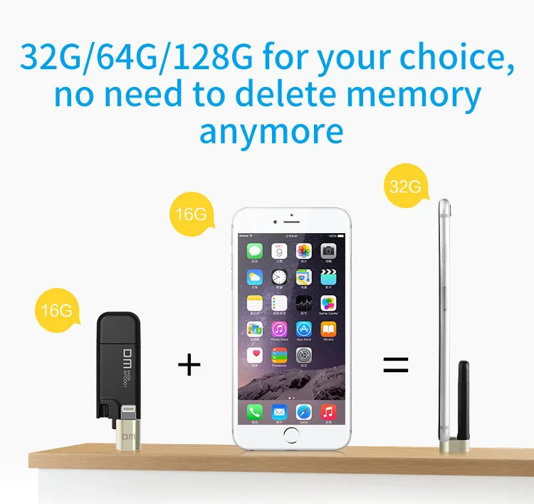 DM APD001 USB флешка 128 ГБ 64 для iPhone X 8 7 6 Plus Lightning металлический накопитель U диск MFi iOS10 memory stick 32 г