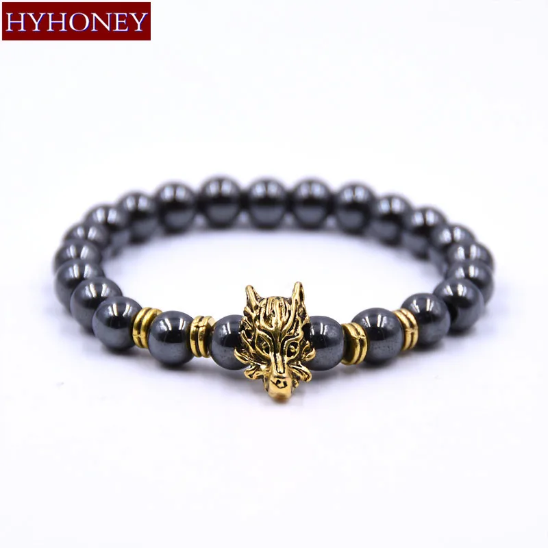 

HYHONEY 8mm Bead Bracelets for women Black Beaded Dragon head Accessories Charm bracelet pulseira masculina