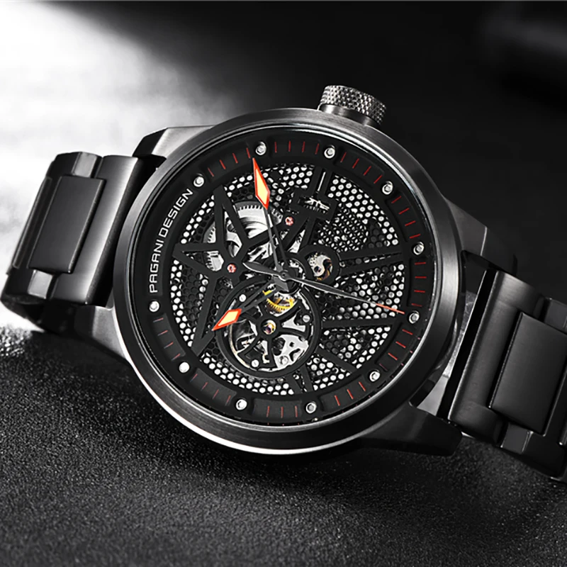 PAGANI Дизайн Топ бренд класса люкс для мужчин полный сталь механические часы Спорт Скелет Автоматический самоветер мужские часы montre homme