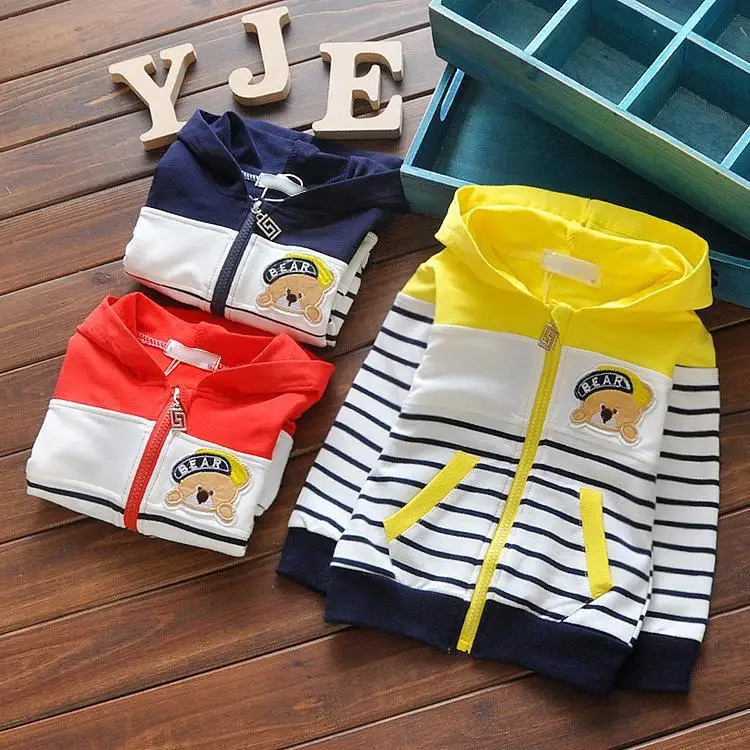 

Baby Toddler Kids Boys Spring autumn Cotton Bear Emboidery Jacket Zipper Coat Height Kids Cardigan
