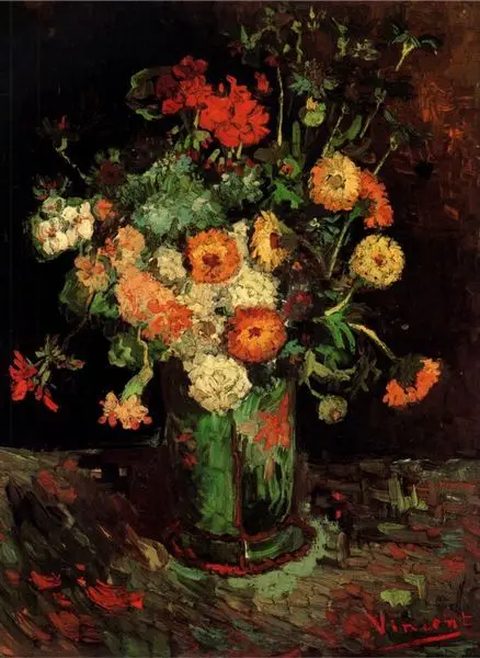 

Vase with Zinnias and Geraniums by Van Gogh beautiful handpainted oil painting on canvas modern painting gift No Frame