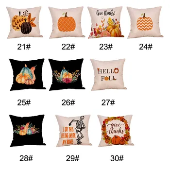 

KXAAXS Cushion Covers Pumpkin for halloween Skeleton print Cushion Cover Decorative Beige Linen Pillow Case for home#a724y35