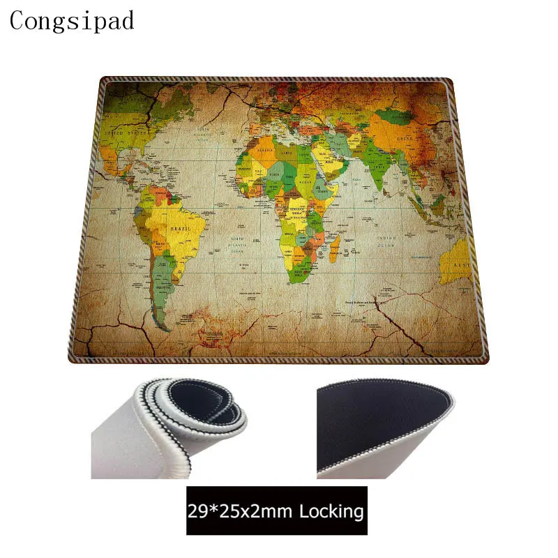 Congsipad Old World Map Large Gaming Mouse Pad Lockedge Mouse Mat Keyboard Pad Desk Mat Table Mat G