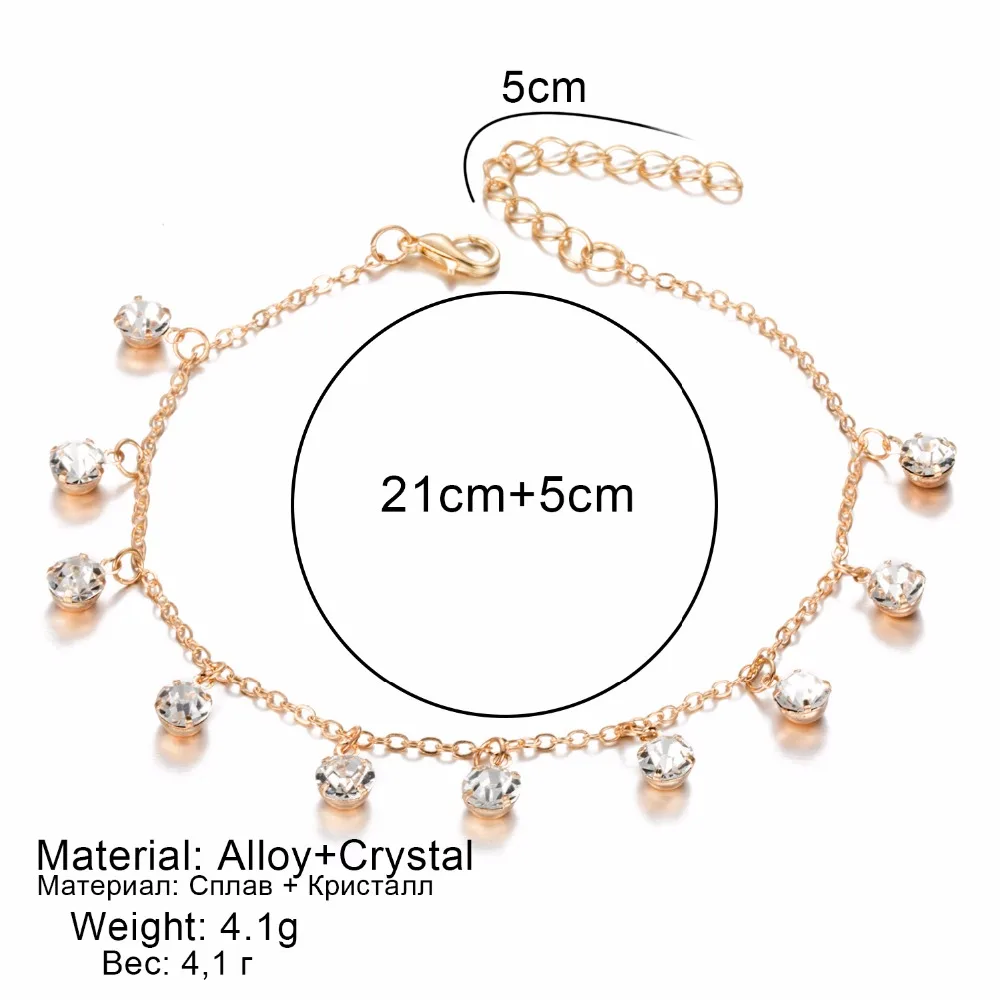 Vintage Fashion Pendant Crystal Anklet For Women Link Chin Bohemian Gold ColorSilver Color Shoe Boot Chain Bracelet Foot Jewelry silver anklet bracelet