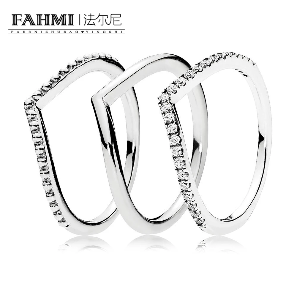 

FAHMI 100% 925 Sterling Silver 1:1 RAU0313 Wish Bone Ring Stack Beautiful Women's High Quality Original Jewelry Charming Gifts