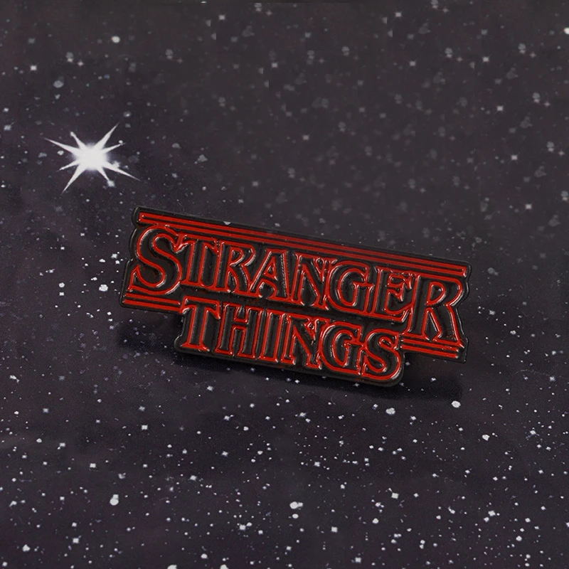 

Retro Red Black Stranger Things ! 90s Fashionable Funny Vintage Banner Quote Enamel Brooches Pins For Backpack Coat Sweater Hat