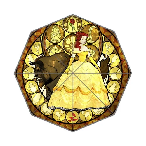 2014 Custom 43.5Inch Wide Rain Umbrella ! Cartoon Movie Beauty and The