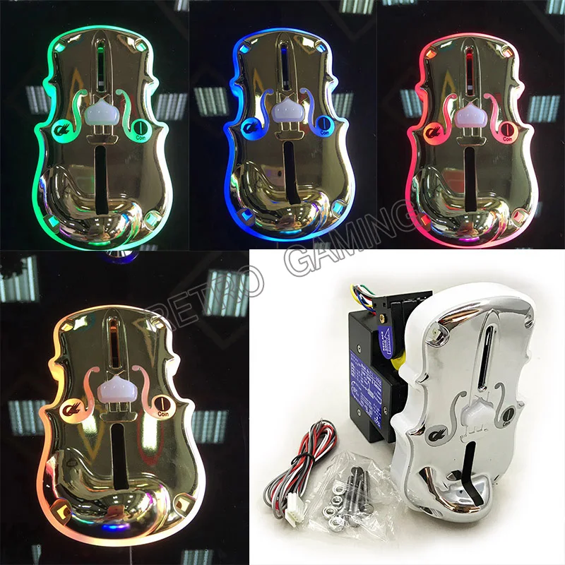 

10pcs CPU Comparison Coin Acceptor Flashing Colorful LED Special front panel Coin Selector for Arcade cabinet Game accessories