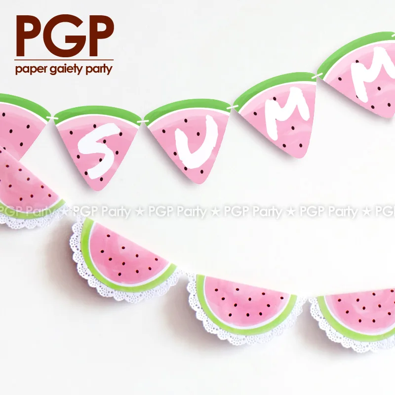 

[PGP] watermelon garland set, for Summer Tropical Baby Shower Kids 1st 2nd 3rd 4th 5th Birthday Sweetic Party Decoration