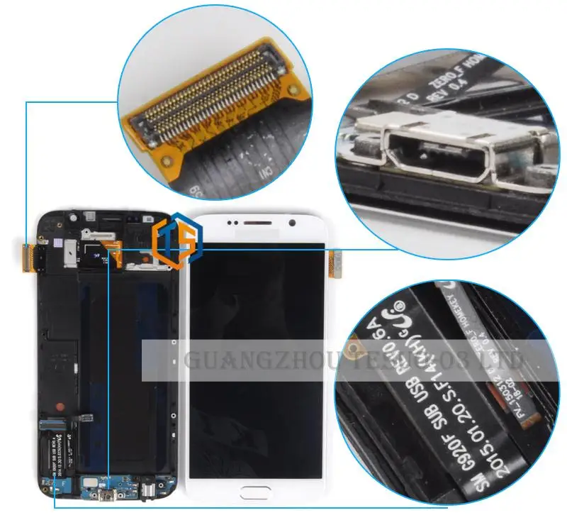 Оригинальный ЖК-Дисплей Для Samsung Galaxy S6 G920 G920F G9200 С Сенсорным Digitizer с Рамкой +