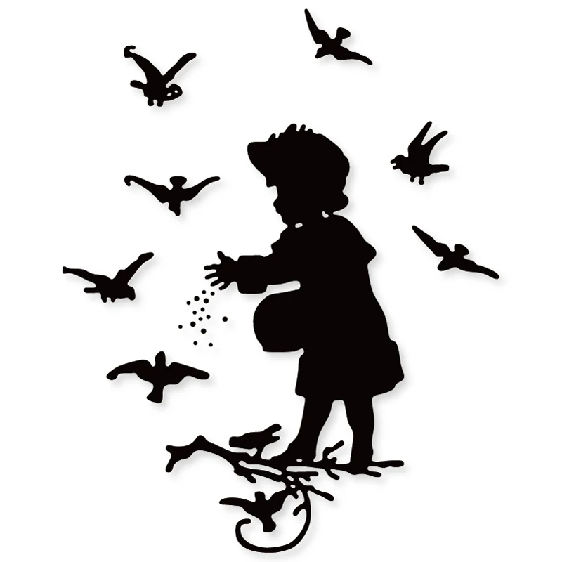 

Estel Girl feed birds Metal Cutting Dies Stencils For DIY Scrapbooking Decor Embossing 2019 New Arrival Handcraft Die Cuts