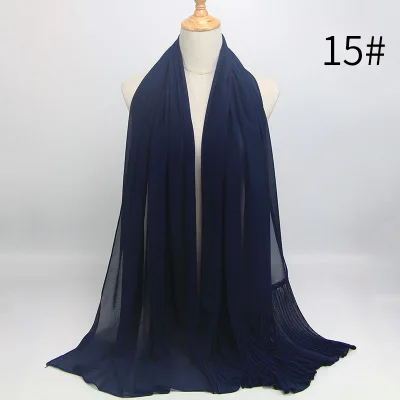 Женский ислам Макси морщинка облако хиджаб шарф платок мусульманский длинный шаль палантин обертывание шифон простой шарф - Цвет: 15