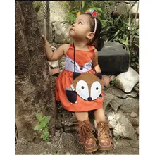 2017 Special Offer Promotion Knee-length Pattern Toddler Kids Baby Girls Summer Fox Costume Princess Party Pageant Tutu Dresses