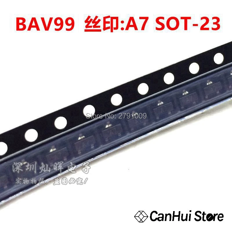 100 шт. BAV99 SOT23 A7 SOT BAV99LT двухсерийное Переключение диода новое и оригинальное |