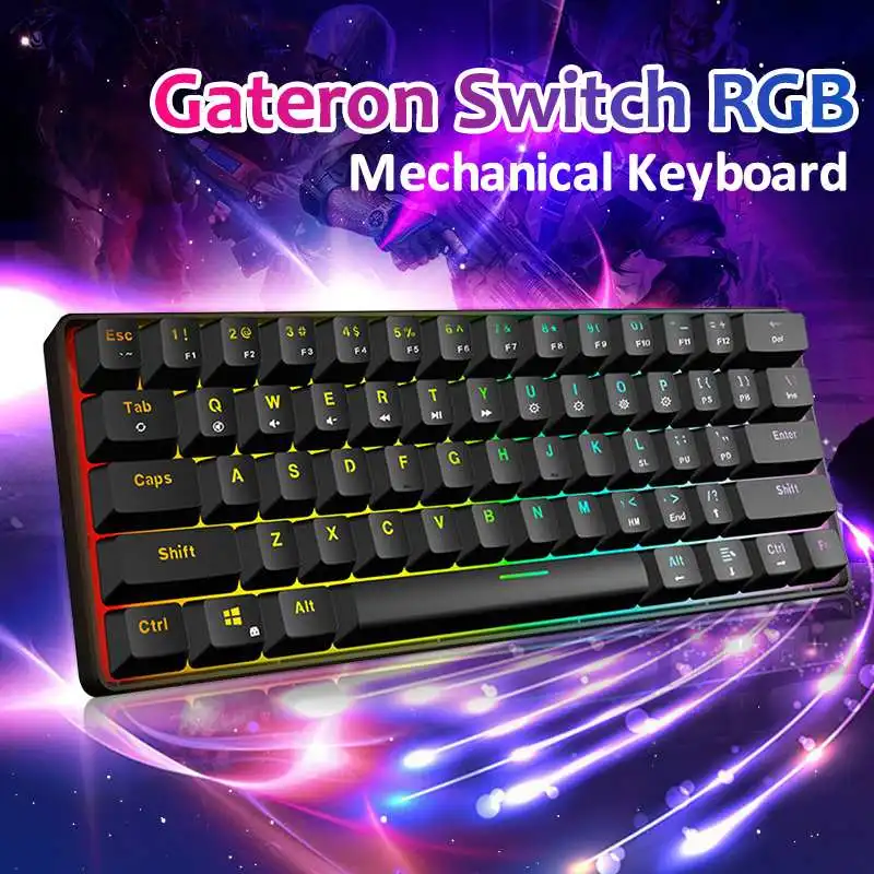 

Gateron Switch 61 key RGB Game Mechanical Keyboard Optical Axis Can Be Inserted Cable Mechanical Axis games