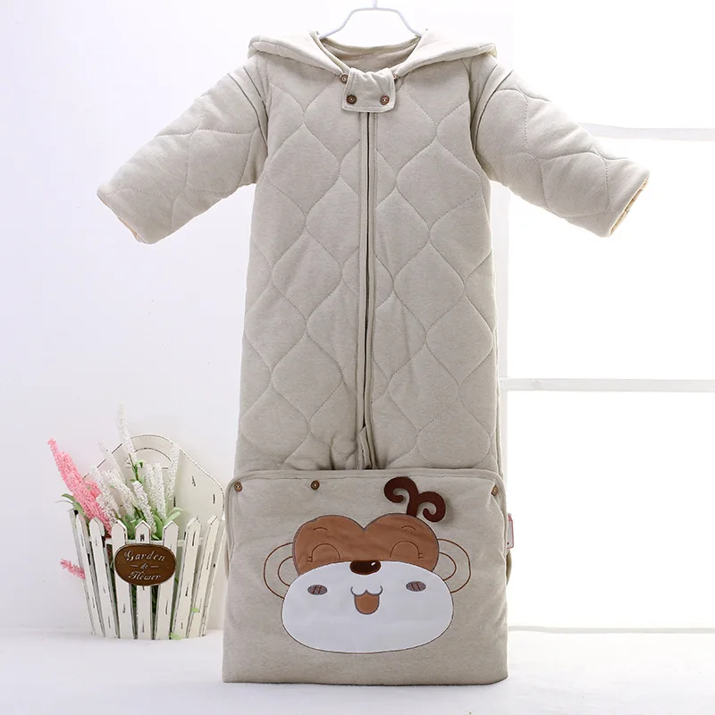 

Cotton Baby Sleeping Bag Cartoon Autumn Winter Thickening Children Anti-kick Detachable Sleeve Newborn Envelope Sleeping Sacks
