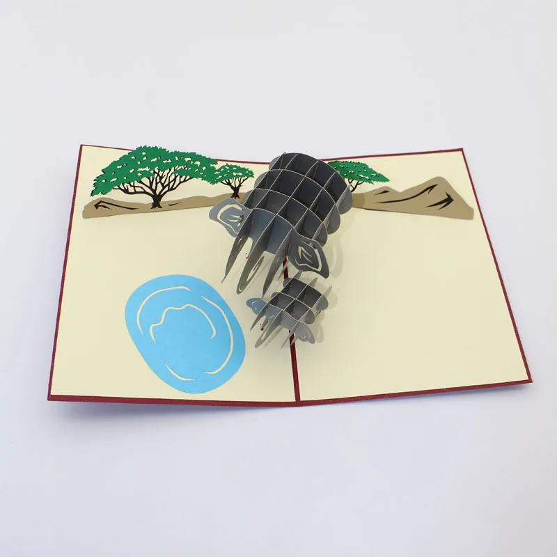 3D лазерная резка складной ручной работы Таиланд мультфильм бумага со слоном Пригласительные открытки+ конверт на день рождения Творческий друг подарок