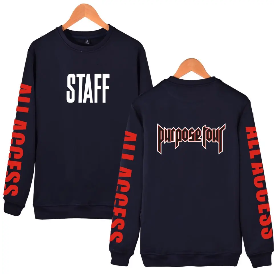Justin Bieber STAFF 2017 New Style Capless hoodies Men/Women Kpop sweatshirt out wear for winter autummn XXXXL Plus Size