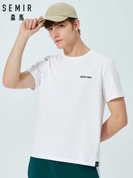 

SEMIR Summer short sleeve T-shirt men 2019 new cotton round neck bottoming t shirt tide card printing student tees clothes
