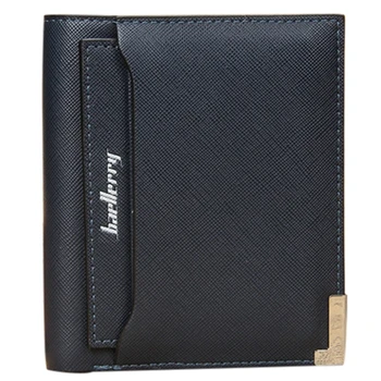 

Baellerry Solid men's PU leather wallets cross-pattern short wallet thin