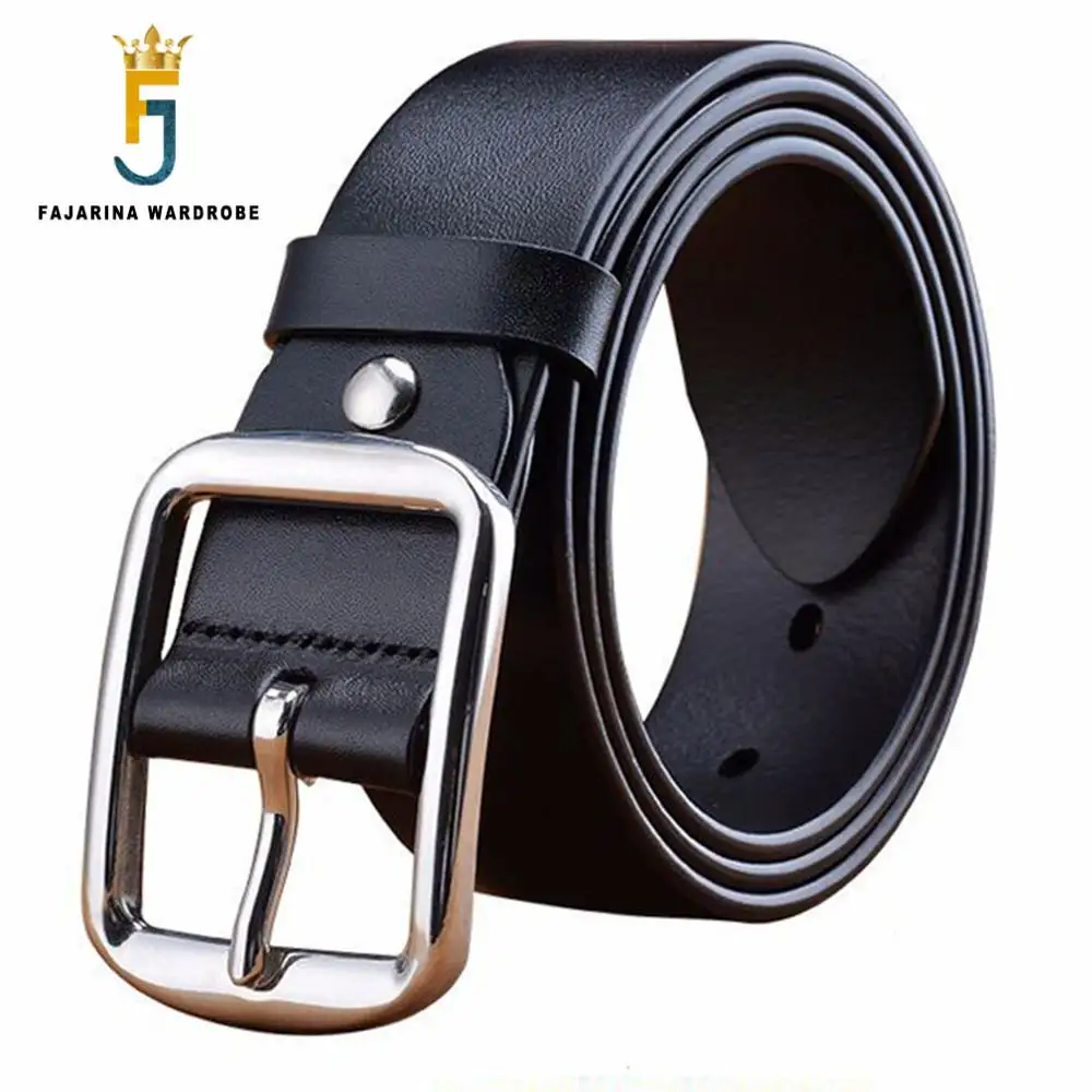 FAJARINA Top Quality Cow Skin Leather Stainless Steel Pin Buckle Metal ...